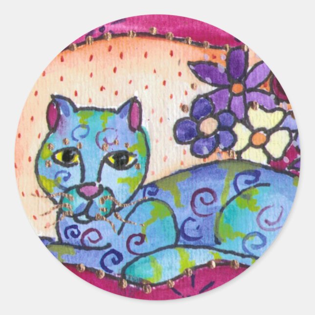 Sticker Rond Tabby Bleu (Devant)