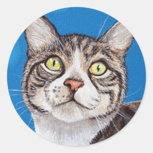 Sticker Rond Tabby Cat Peinture