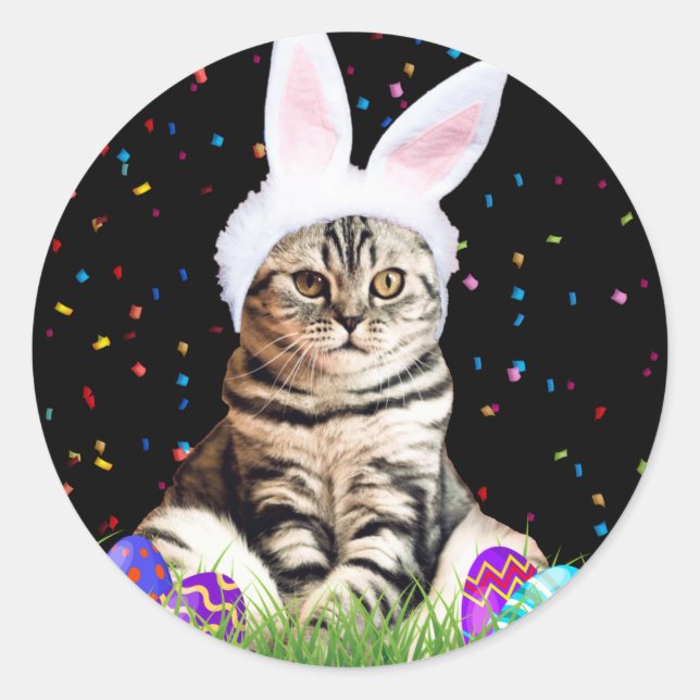 Sticker Rond Tabby de Pâques (Devant)