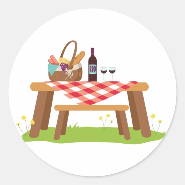 Sticker Rond Table de pique-nique (Devant)