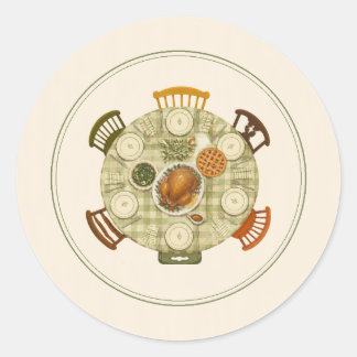Sticker Rond Table de Thanksgiving peinte à carreaux gingham