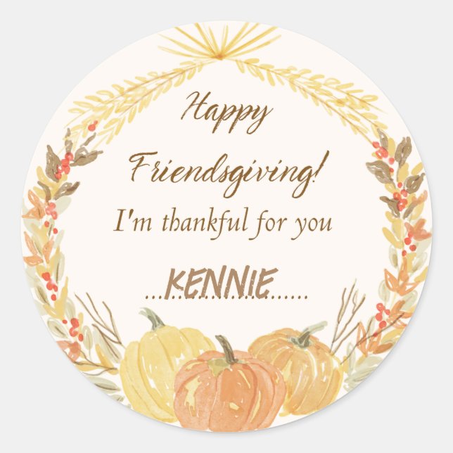 Sticker Rond Table Friendsgiving Party Russe (Devant)