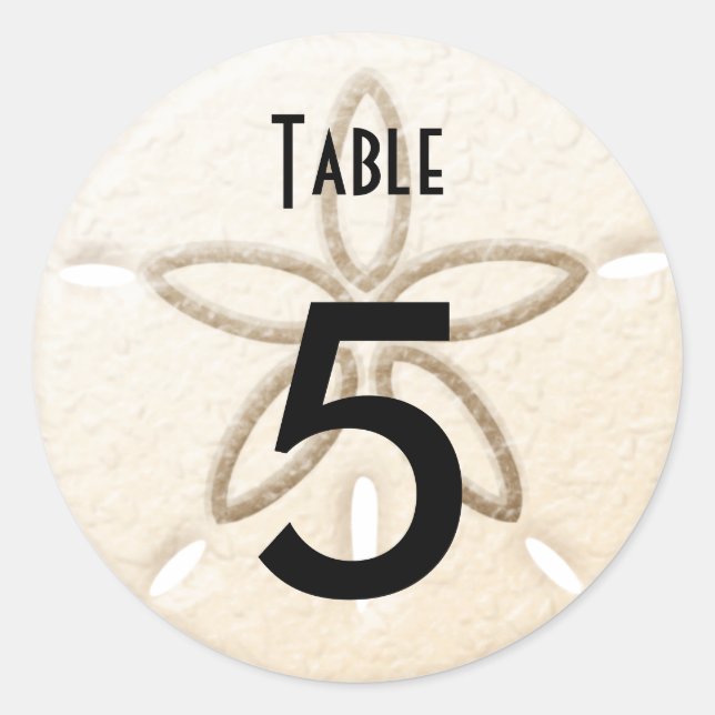Sticker Rond Table Numéro Bouteille de vin Plage Mariage Étique (Devant)