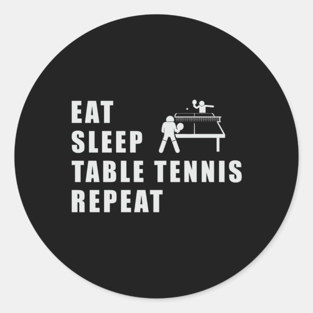 Sticker Rond Table Tennis Paddle Ping Pong Répéter Drôle Cadeau (Devant)