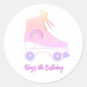 Sticker Rond Tableau bleu rose rose Retro personnalisé