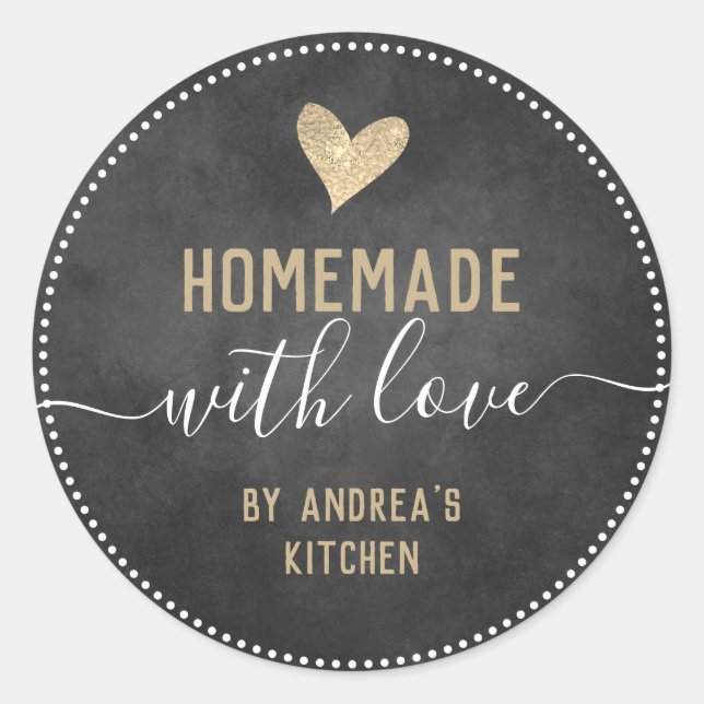 Sticker Rond Tableau craie Fancy Script Articles de nourriture  (Devant)