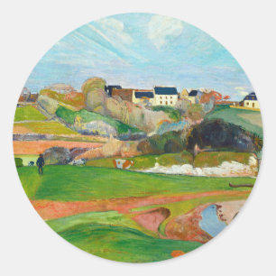 Sticker Rond Tableau de Gauguin Art classique élégant