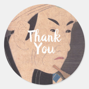 Sticker Rond Tableau de l'acteur japonais Kabuki Merci