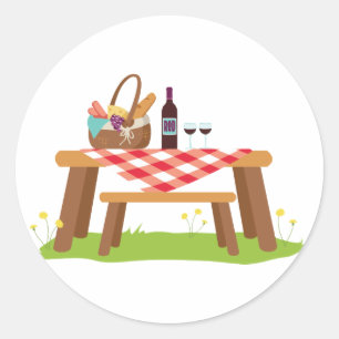 Sticker Rond Tableau de pique-nique