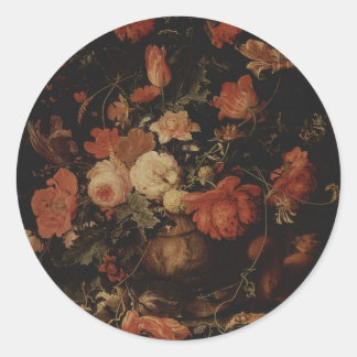 Sticker Rond Tableau floral d'Abraham Mignon