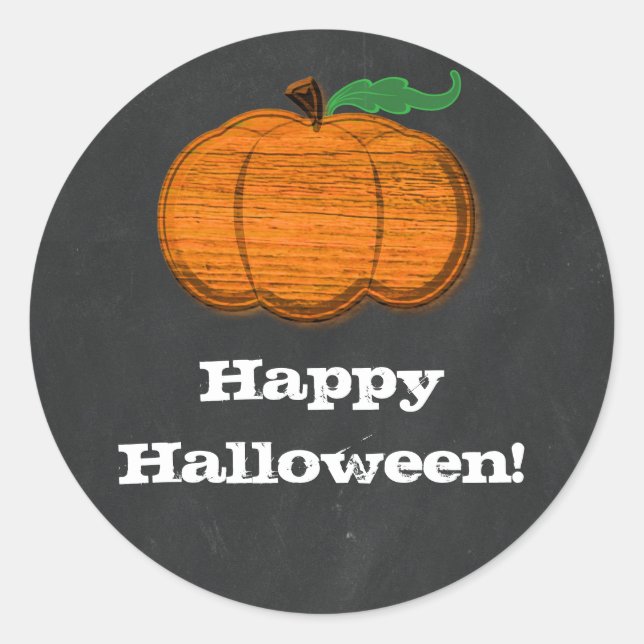 Sticker Rond Tableau noir Citrouille orange Halloween Favoriser (Devant)