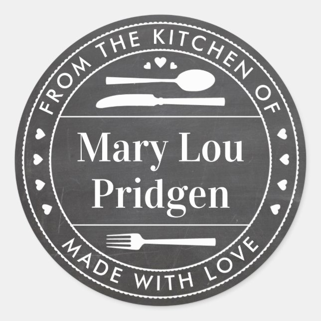 Sticker Rond Tableau noir De la cuisine cadeau alimentaire (Devant)