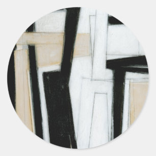 Sticker Rond Tableau noir et blanc Abstrait