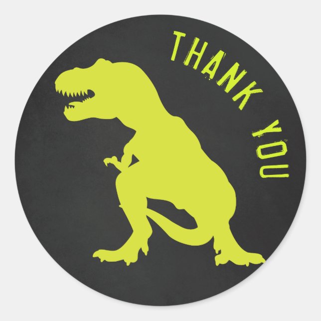 Sticker Rond Tableau noir Merci Dinosaur (Devant)