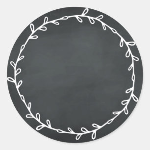 Sticker Rond Tableau noir rustique fait maison Écrire sur