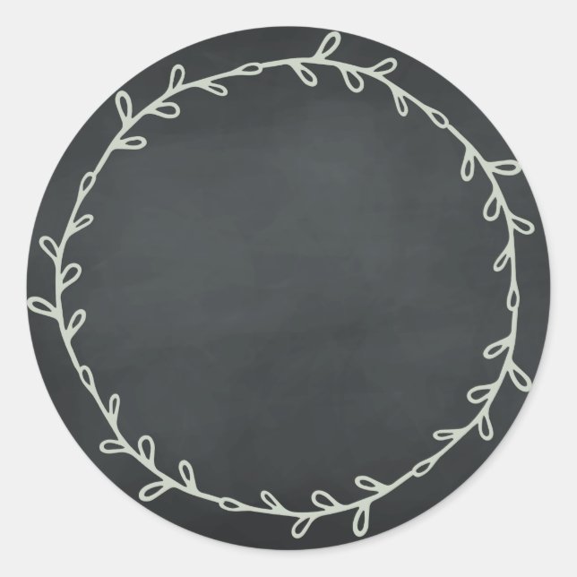 Sticker Rond Tableau noir rustique fait maison Écrire sur blanc (Devant)