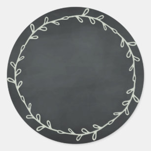 Sticker Rond Tableau noir rustique fait maison Écrire sur blanc
