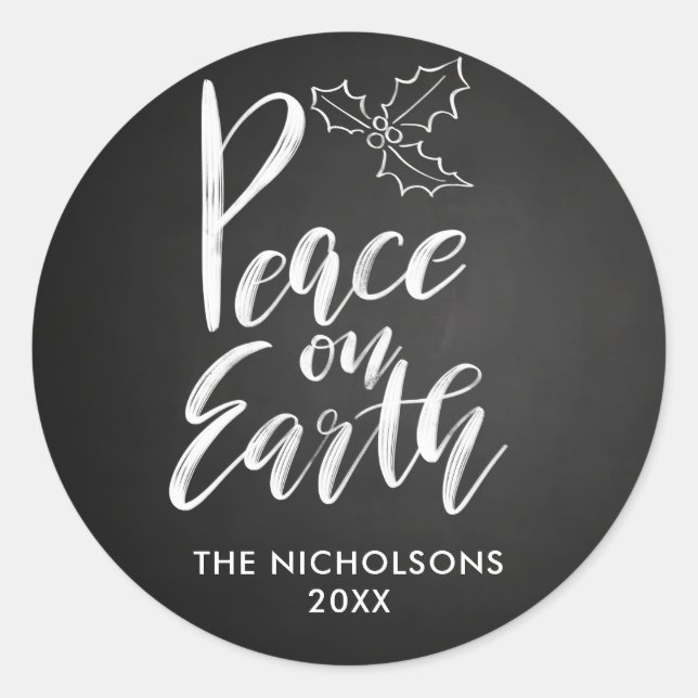 Sticker Rond Tableau | Paix sur Terre | Typographie (Devant)