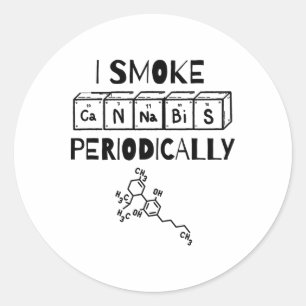 Sticker Rond Tableau périodique de la journée amusante de fumeu