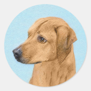 Sticker Rond Tableau Rhodesian Ridgeback - Art Chien original
