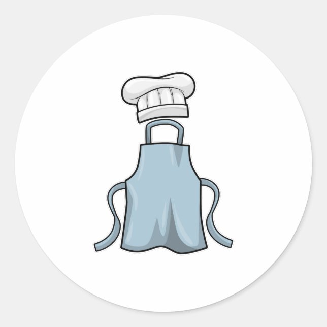 Sticker Rond tablier de cuisine et casquette de Cuisine (Devant)