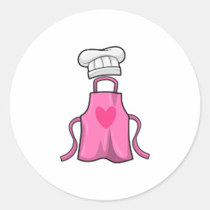 Sticker Rond tablier de cuisine et casquette de Cuisine avec co