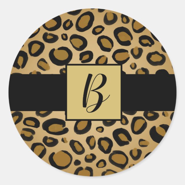 Sticker Rond Taches de léopard imprimées Guépard peint or beige (Devant)