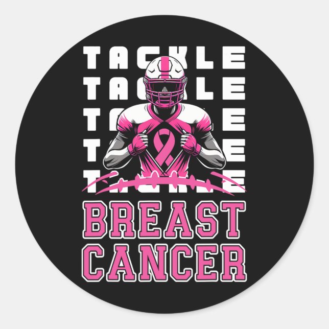 Sticker Rond Tackball Football Sensibilisation au cancer du sei (Devant)