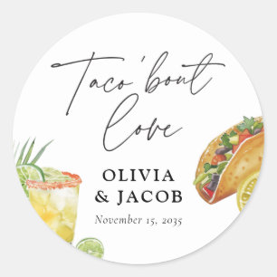 Sticker Rond Taco à propos d'Amour Douche de Couple Mexicain