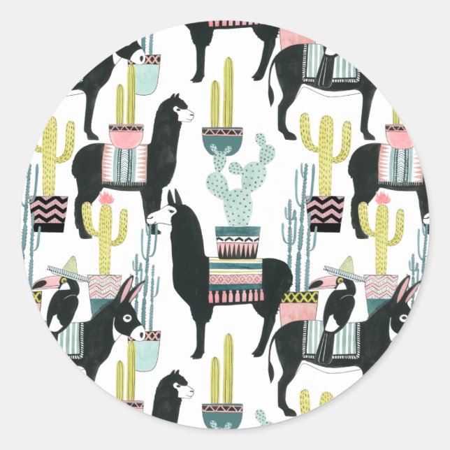 Sticker Rond Taco à propos d'amour | Motif Llama & Donkey (Devant)