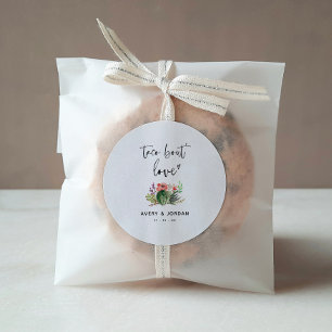 Sticker Rond Taco Bout Love Aquarelle Floral Cactus Mariage
