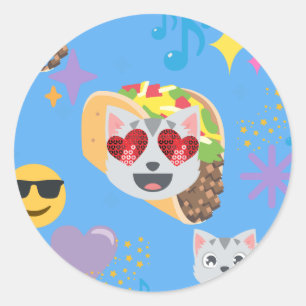 Sticker Rond taco cat emoji