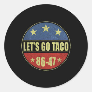 Sticker Rond Taco Funny Go Taco Retro Button