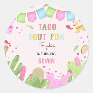 Sticker Rond Taco sur le plaisir fiesta mexicaine fille anniver