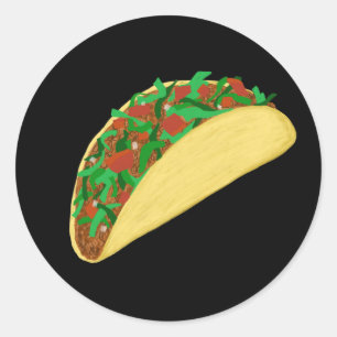 Sticker Rond Taco Time - mangeons des tacos noirs