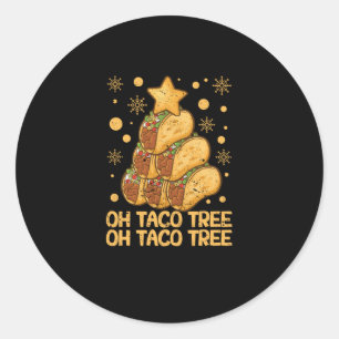 Sticker Rond Taco Tree Christmas Pajamas Xmas Mexican