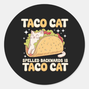 Sticker Rond Tacocat Épelé à l'Envers Taco Cat Mexicain