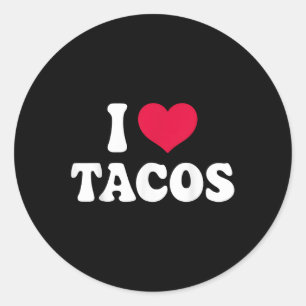 Sticker Rond Tacos Lover Heart Tacos Funny Taco Mardi Cadeau