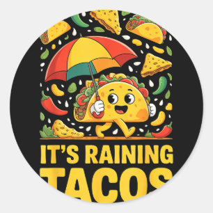 Sticker Rond Tacos pluvieux parapluie drôle salsa nachos puce