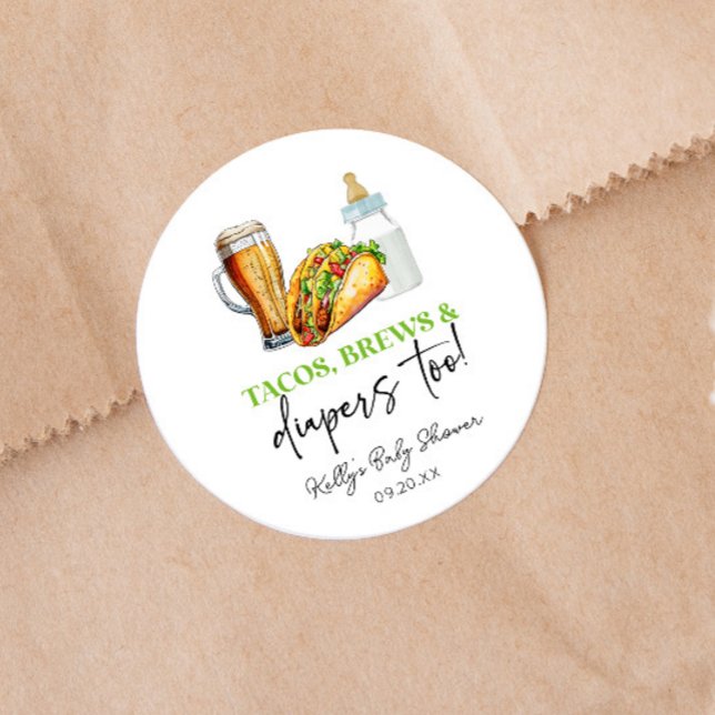 Sticker Rond Tacos se reproduit et diapers aussi ! Baby shower (Créateur téléchargé)