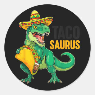 Sticker Rond Tacosaurus taco dino drôle cinco mayo garçonnet