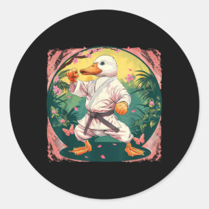 Sticker Rond Taekwondo Canard Jardin Floral Mma Arts Martiaux