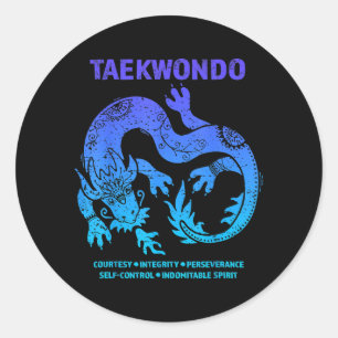 Sticker Rond Taekwondo Dragon Arts Martiaux MMA Adolescents Gar