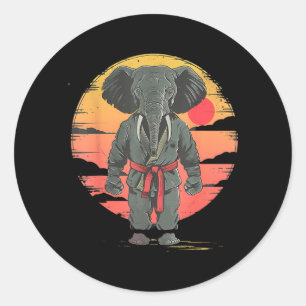 Sticker Rond Taekwondo Elephant Kickboxing Animall Jiu-Jitsu