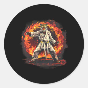 Sticker Rond Taekwondo Leopard Kickboxing Animall Jiu-Jitsu