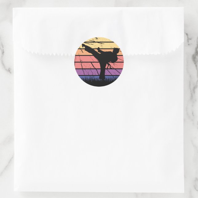Sticker Rond Taekwondo Martial Art Master Black Belt Design (Sac)