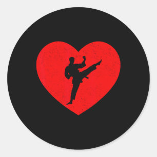 Sticker Rond Taekwondo Saint-Valentin Cœur Forme Taekwondo Amou