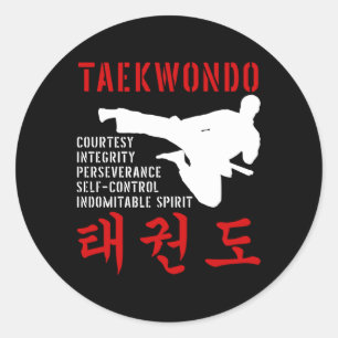Sticker Rond Taekwondo Tenets Martial Arts