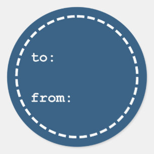 Sticker Rond Tag cadeau de Noël bleu et blanc