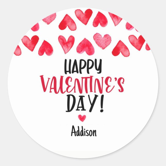 Sticker Rond Tag de la Saint Valentin, la Saint Valentin modern (Devant)